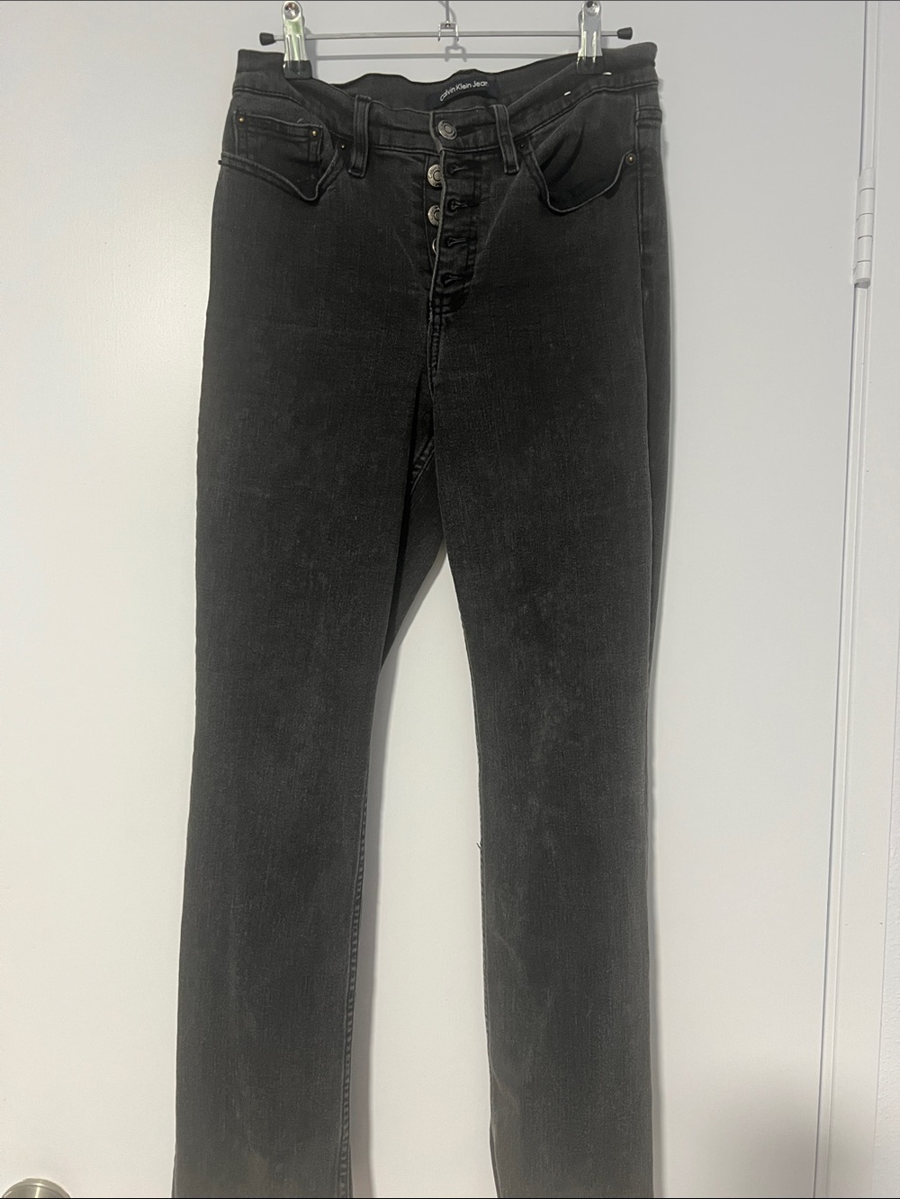 Calvin Klein Jeans Women's Black High-Rise Button-Fly Skinny Jeans